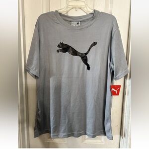 NEW MEN'S PUMA LOGO POLYESTER GRAY T-SHIRT - SIZE XL